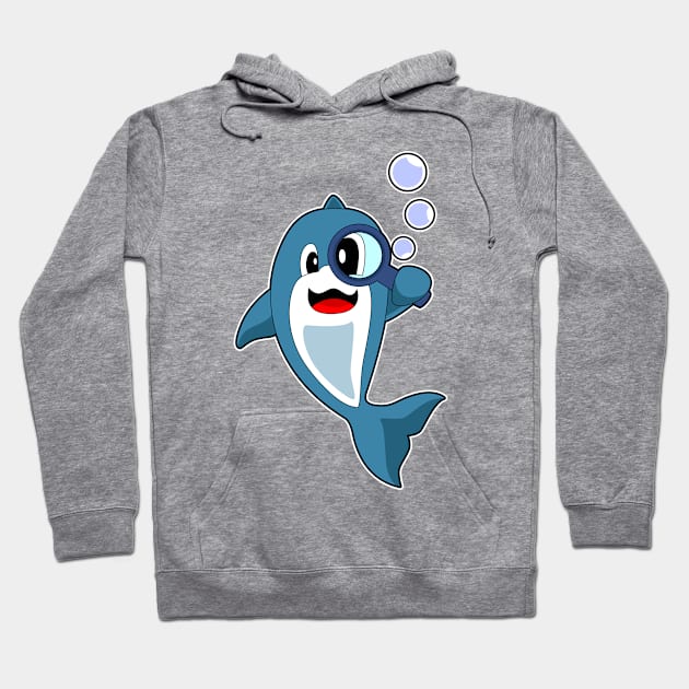 Dolphin Detective Magnifying glass Hoodie by Markus Schnabel